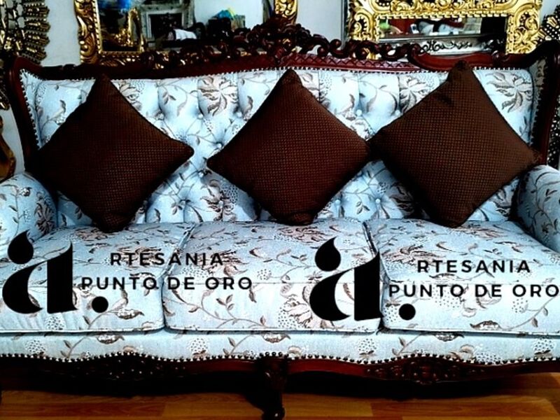 Sofa 3 plazas Vintage celeste Peru - Punto de Oro | Construex