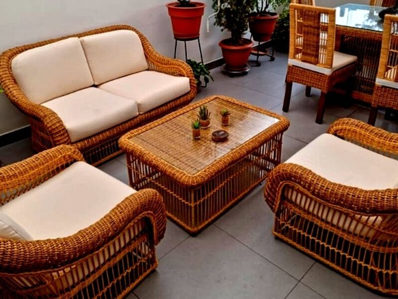 Juego Muebles Blanco terraza Peru - Muebles Blanco Rattan-Mimbre | Construex